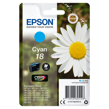 EPSON Cartouche Pâquerette 18 Encre Claria Home Cyan 3,3ml Alarme