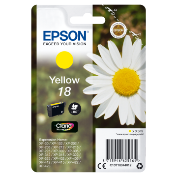 EPSON Cartouche Pâquerette 18 Encre Claria Home Jaune 3,3ml Alarme