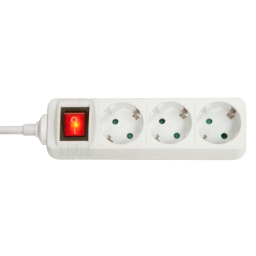 Multiprise 3 prises Schuko avec interrupteur, blanc