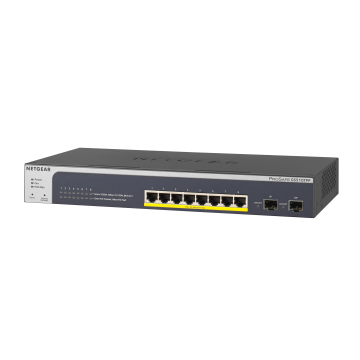 Netgear GS510TPP Smart Switch 8 ports Gigabit Ethernet PoE+ haute puissance avec 2 ports dédiés Ports SFP (190W).