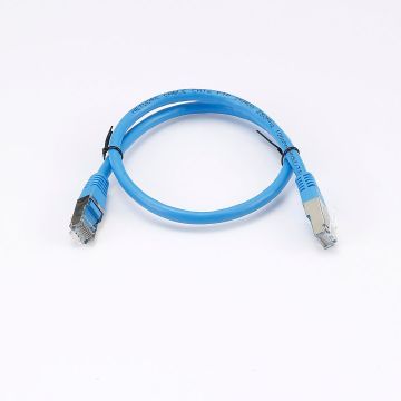 Câble RJ45 Male/Male droit CAT6 F/UTP - Longueur 0.50M - Bleu - en sachet