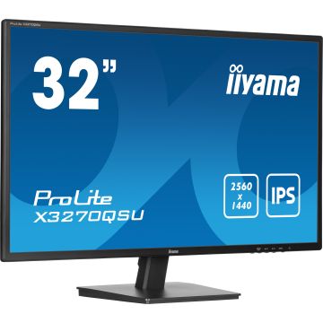 Ecran IIYAMA 31,5 Noir 3ms dalle IPS 2560x1440 100Hz 250 cd/m² 2xHDMI 1xDisplayPort 3xUSB HUB (3.2) HPs VESA 100x100 X3270QSU-B1