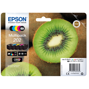 EPSON Multipack Kiwi 202 Encre Claria Premium N,C,M,J 1x6,9ml+3x4,1ml