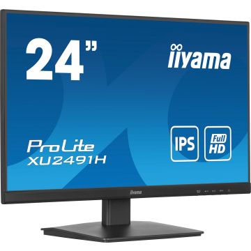 Ecran IIYAMA 24'' Noir dalle IPS Ultra mince 16:9 1920x1080 0.5ms 100Hz 300cd/m² 1300:1 HDMI DP VESA 100x100 3 côtés sans bordure TCO XU2491H-B1