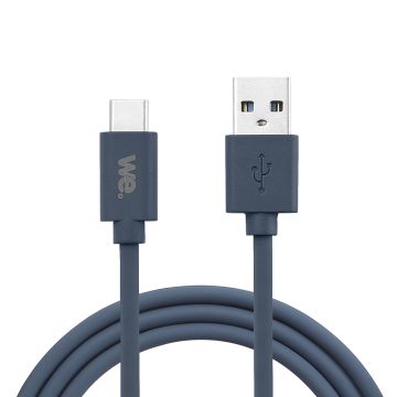 Câble USB/USB-C en silicone - USB 2.0 - 2m - bleu