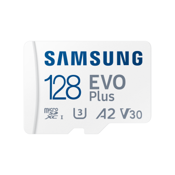 CARTE MEMOIRE SAMSUNG 128G MICRO SD EVO PLUS 2024 avec adaptateur SD classe 10 Lecture 160 Mo/s Ecriture 160 Mo/s MB-MC128SA/EU