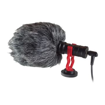 Microphone moumoute WE Vlog bonnette anti-vent compt tel, tablette, pc, caméra fixation cold shoe