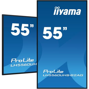 IIYAMA LFD 54,6 dalle VA 24/7 4K 3840x2160 16:9 3xHDMI 2xUSB 1xRJ45 LAN 1xRS-232c HPs 500cd/m² Paysage/port 6,5ms MediaPlayer VESA 400x300 support mural incl