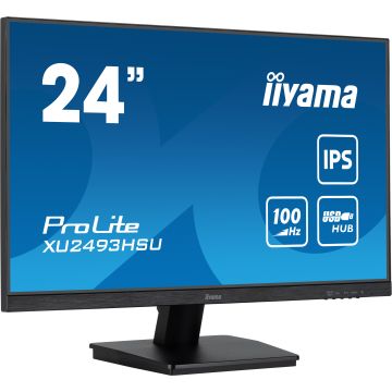 Ecran IIYAMA 23.8'' Noir dalle IPS Ultra mince 16:9 1920x1080 1ms 300 cd/m² 100Hz HDMI DisplayPort USB HUB (2x2.0) Haut-parleurs VESA 100x100 TCO XU2493HSU-B7