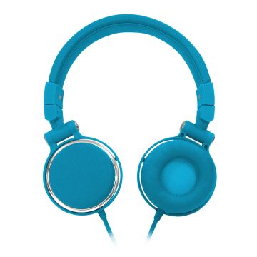 Casque filaire bleu avec micro câble 1.50m arceau réglable effect peau de pêche