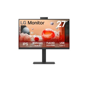 ECRAN LG 27 Noir 27BA850-B 16:9 IPS FHD 5ms 1920x1080 250cd/m2 HDMI DisplayPort USB-C LAN Webcam Microphone Réglab haut Inclinaison Rotatif Pivot"