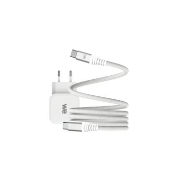 Bundle chargeur 1 port USB-C 20W + câble USB-C/USB-C blanc