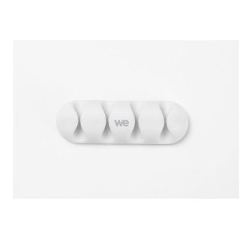 WE Organisateur de câbles pour bureau ou voiture - 4 emplacements x 2pcs - en silicone - coloris blanc