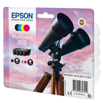 EPSON Multipack Jumelle 502 Encre N,C,M,J 1x4,6ml+3x3,3ml