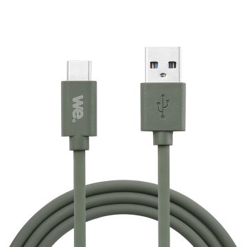 Câble USB/USB-C en silicone - USB 2.0 - 2m - vert kaki