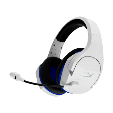 Casque Core HyperX Cloud Stinger Plus Bleu Blanc, Sans Fil, compatible PS5 PS4 et PC, Microphone à suppression de bruit, léger, arceau en acier