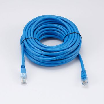 Câble RJ45 Male/Male droit CAT6 U/UTP - Longueur 10M - Bleu - en sachet