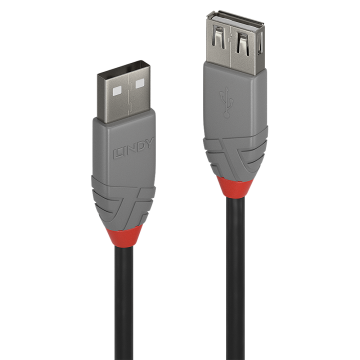 Rallonge USB 2.0 type A vers A, Anthra Line, 5m jusqu'à 480Mbit/s Boitier en PVC robuste avec connecteurs en nickel et contacts plaqués or
