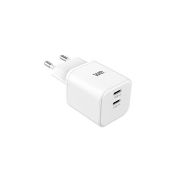Bundle chargeur WE PC GaN 2 ports USB-C 45W - PD3.0 + câble USB-C/USB-C 2m - Blanc