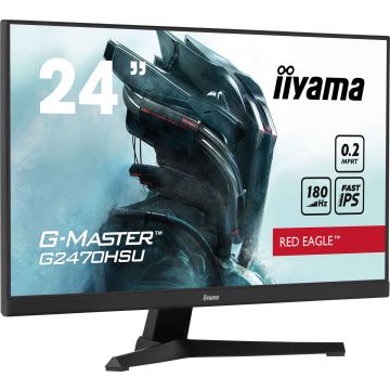 Ecran IIYAMA 23.8'' G-Master Noir 0.2ms Red eagle Fast IPS 1920x1080 180Hz 300 cd/m² HDMI DisplayPort 4xUSB HUB 3.2 HPs G2470HSU-B6