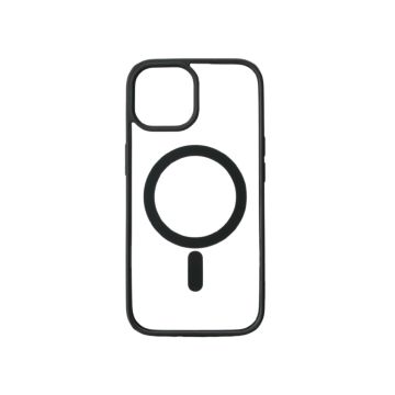 We Coque de protection RUBBER APPLE IPHONE 15 - Dos transparentcontour mat noir - Compatible MAGSAFE