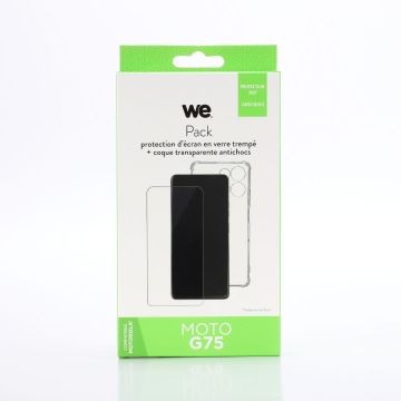 WE PACK verre trempé et coque de protection transparente MOTOROLA MOTO G75 5G
