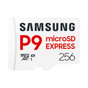 Carte mémoire Samsung 256G Micro SDXC P9 express classe U3 V30 A1 PCIe Gen3.0x1 NVMe 1.3  Lecture SD Express 800 Mo/s  UHS-I 90 Mo/s 6 Prot intégré MB-MK256T/WW
