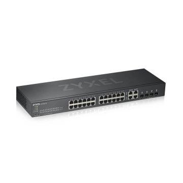Zyxel GS1920-24V2 - Switch Smart Administrable 24 ports Gbps RJ45 - 4 ports Gbps combo (RJ45/SFP) - rackable - fanless - compatible NebulaFlex