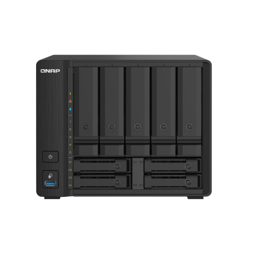 Qnap TS-932X-2G Tower NAS compact à 9 baies avec le 10GbE SFP+ et le 2,5GbE : Alpine AL324 ARM Cortex-A57 - 4Go Ram - 512 Mo Flash - 5 x SATA 6 Gbits/s 3,5 + 4