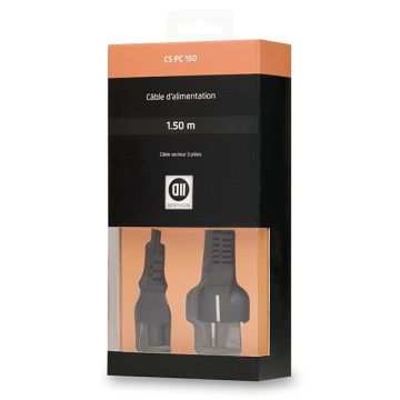 Câble alimentation secteur Europa IEC C13 - pour PC fixe / moniteur Coloris noir - 1m50