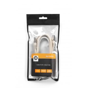 Câble RJ45 droile mâle 2m blindage U/UTP - CAT 6 - coloris gris
