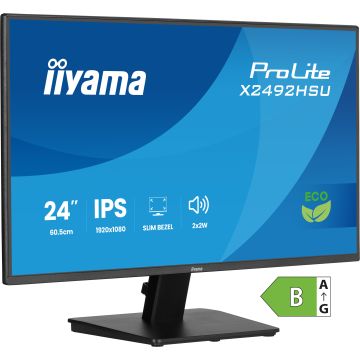 Ecran IIYAMA 24'' Noir dalle IPS LED Ultra mince 16:9 1920x1080 3ms 300 cd/m² 120Hz HDMI Displayport 2xUSB (3.2) Haut parleurs TCO produit ECO