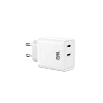 Chargeur GaN 2 ports USB-C 45W - coloris blanc - en sachet