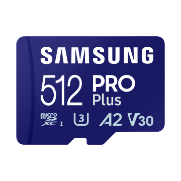 CARTE MEMOIRE SAMSUNG 512G MICRO SD PRO PLUS 2023 avec adaptateur SD 4K classe 10 Lecture 180 Mo/s Ecriture 130 Mo/s MB-MD512SA/E