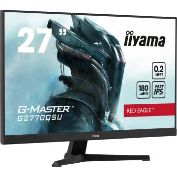Ecran IIYAMA 27'' G-Master 0.2ms Red eagle Fast IPS 2560x1440 180Hz 400 cd/m² HDMI DisplayPort 4xUSB (3.2) HPs 2x2W FreeSync Black Tuner G2770QSU-B6