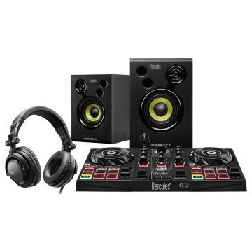 HERCULES DJLEARNING KIT MK2 pour apprendre a mixer et devenir DJ Controleur DJ 2 platines+ Enceintes actives 2x15wRMS+ Casque DJ