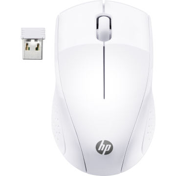 Souris sans fil HP 220 Blanche Résolution capteur 1300 dpi connexion 2,4 Ghz 3 boutons, autonomie jusqu'à 15 mois en usage quotidien 7KX12AA