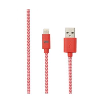 Câble USB/Lightning nylon tressé 1m - rouge & blanc