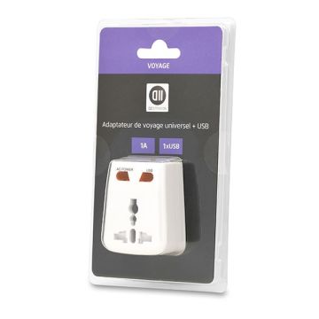 Adaptateur multi pays 1USB 1A blanc