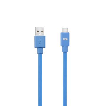Câble USB-C mâle/USB A mâle plat 1 m - USB 3.1 gen 2 - bleu ne s'emmêle pas