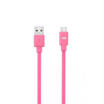 Câble USB-C mâle/USB A mâle plat 1 m - USB 3.1 gen 2 - fuchsia ne s'emmêle pas