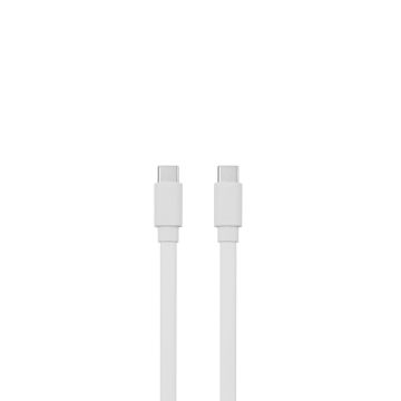 Câble USB-C mâle/USB-C mâle plat 1 m - Charge 60W (3A/20V) - USB 2.0 - blanc - ne s'emmêle pas
