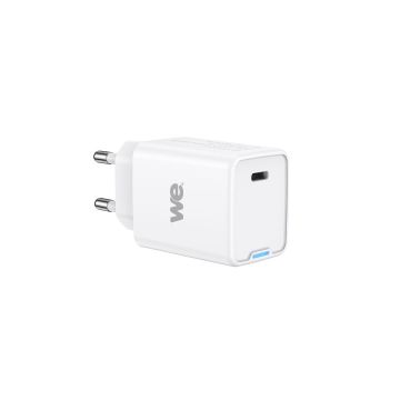 Bundle chargeur WE USB-C + câble USB-C/USB-C 1,2m - Chargeur 1 port USB-C 45W - PD/QC3.0 - Blanc