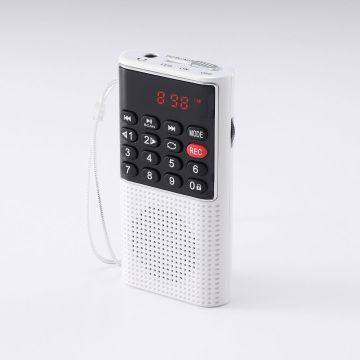 RADIO DE POCHE rechargeable FM, lecteur de carte micro SD RMS 3W, prise casque Blanc