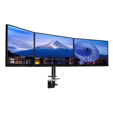 Support de bureau IIYAMA flexible pour trois écrans jusqu'à 27 Pivot 90° VESA DS1003C-B1