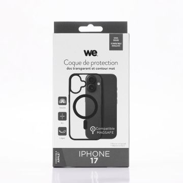 We Coque de protection RUBBER APPLE IPHONE 17 - Dos transparentcontour mat noir - Compatible MAGSAFE