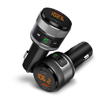 Kit Bluetooth + transmetteur FM Transfert appels et musique Deux ports USB Finition métallique