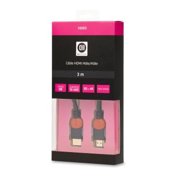 Câble HDMI mâle comp.1,4(3D)noir 3m