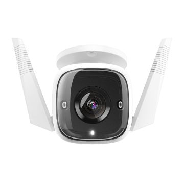 Caméra de sécurité Tapo WiFi Extérieure 3MP stockage 128Go 2.4GHz 2 antennes externes 1 port Ethernet Détectionmouvement Télécommande Audio bidirectionnel Alarm