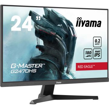 Ecran IIYAMA 23.8'' G-Master Noir 0.2ms Red eagle Fast IPS 16:9 1920x1080 180Hz 300cd/m² HDMI DisplayPort VESA 100x100 HPs 2 x 2W Black Tuner G2470HS-B1
